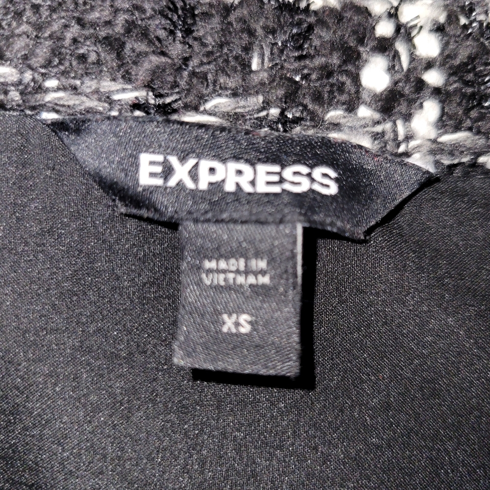 Express Oversized Tweed Jacket Silver Thread Blac… - image 2